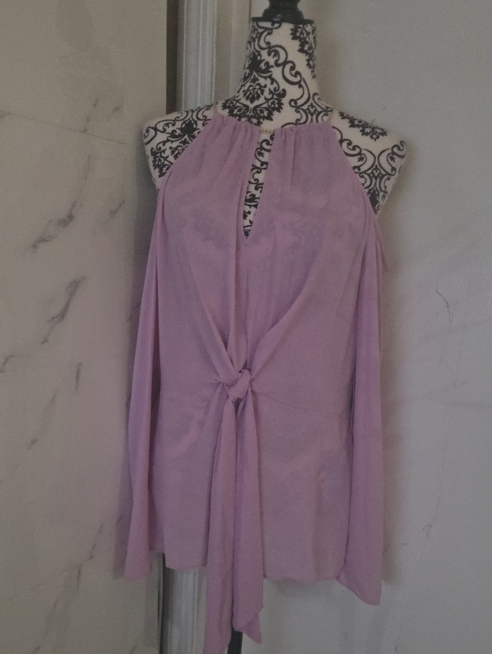 Lavender Tie-Front Halter Women's Top